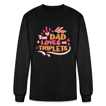 Ce père aime ses triplés - T-shirt à manches longues Homme - noir - Devant