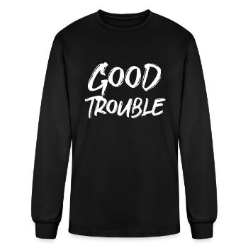 good trouble is necessary trouble girl retro - Men's Long Sleeve T-Shirt - black - Front