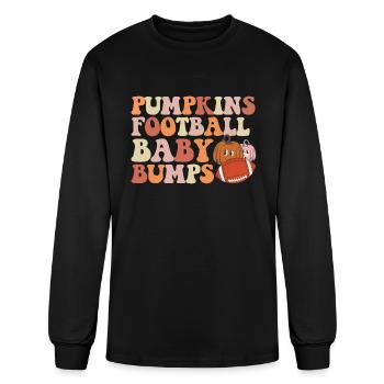 Pumpkins Football Baby Bumps Pregnancy Mom - Men's Long Sleeve T-Shirt - black - Front