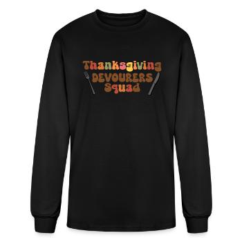 Funny Thanksgiving | Thanksgiving Devourers Squad - Men's Long Sleeve T-Shirt - black - Front