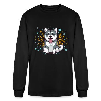 Alaskan Malamute Dog Gift For Log Lover - Men's Long Sleeve T-Shirt - black - Front