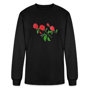red roses - Men's Long Sleeve T-Shirt - black - Front