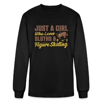 Just A Girl Who Loves Sloths & Figure Skating Skat - Men's Long Sleeve T-Shirt - black - Front