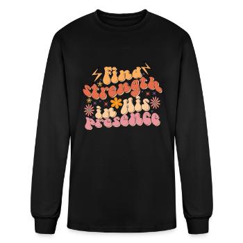 Find strength in his presence - Men's Long Sleeve T-Shirt - black - Front