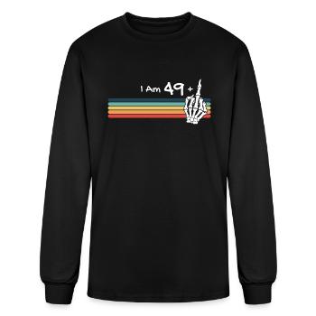 I'm not 50, I am 49 plus Middle Finger Skull - Men's Long Sleeve T-Shirt - black - Front