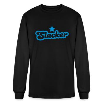 slacker lazy bum design with a star - Men's Long Sleeve T-Shirt - black - Front