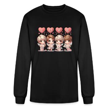 Cute Cupid Cherub Angel Low Poly Valentine's - Men's Long Sleeve T-Shirt - black - Front