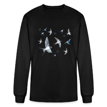 Flock of Swallow Birds Flying Illustration - Men's Long Sleeve T-Shirt - black - Front