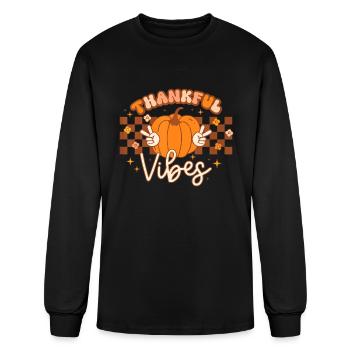 Retro Funny Fall Thanksgiving Autumn Pumpkin - Men's Long Sleeve T-Shirt - black - Front
