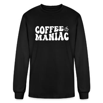 Coffee Maniac Groovy Funny Quotes For Coffee Lover - Men's Long Sleeve T-Shirt - black - Front