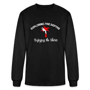 Exploring The Depths Enjoying The Shores - Men's Long Sleeve T-Shirt - black - Front