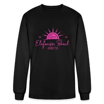 Crete Greece Elafonissi Pink Sand Beach Summer - Men's Long Sleeve T-Shirt - black - Front