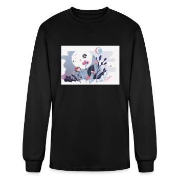 Moonlit Flowers - Moon Gardens Series - Minimalist - Men's Long Sleeve T-Shirt - black - Front