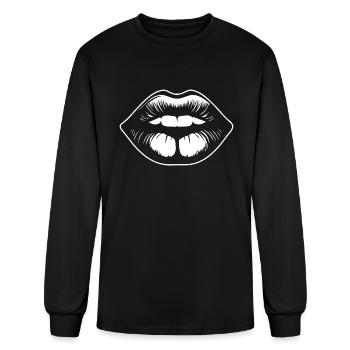 Lips Kissing Mouth Smooch - Men's Long Sleeve T-Shirt - black - Front