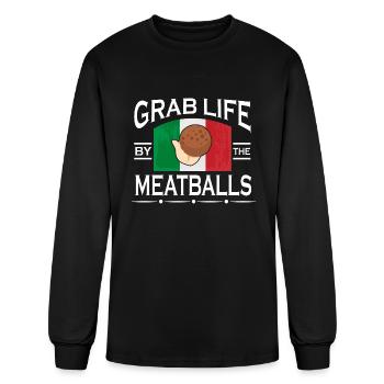 Grab Life By The Meatballs - Men's Long Sleeve T-Shirt - black - Front