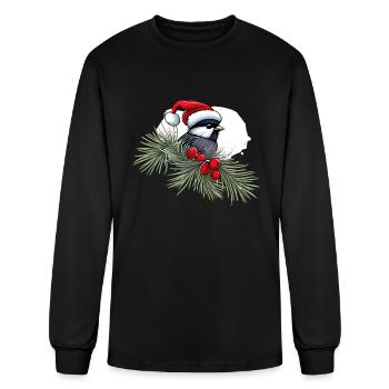 Santa Chickadee - Men's Long Sleeve T-Shirt - black - Front
