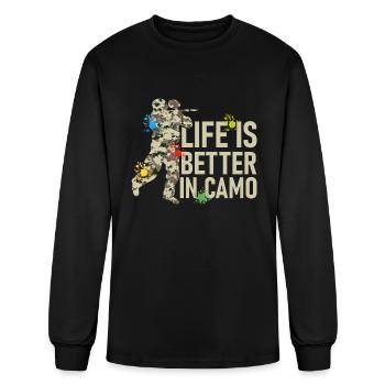Life is Better in Camo Tactical Player Paintball - Men's Long Sleeve T-Shirt - black - Front