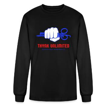 White Simple Modern Illustration Barbershop Logo - Men's Long Sleeve T-Shirt - black - Front