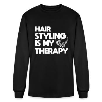 Hair Styling Is My Therapy Barber Hair Stylist - Men's Long Sleeve T-Shirt - black - Front