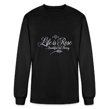 Life is Rose – Elegant Typography Design - Men's Long Sleeve T-Shirt - black - Front