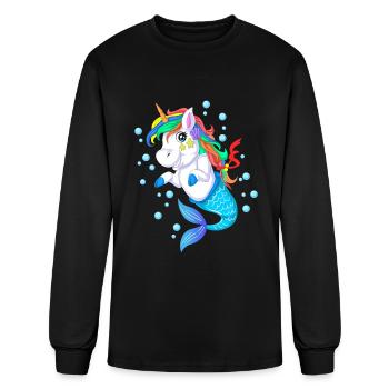 Funny Unicorn Mermaid - Men's Long Sleeve T-Shirt - black - Front