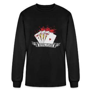 Poker Card Game Skat Poker Night Royal Flush Check - Men's Long Sleeve T-Shirt - black - Front
