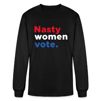 Nasty Women Vote Red Blue White Typography - Men's Long Sleeve T-Shirt - black - Front
