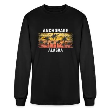 Anchorage Alaska Summer Retro VIntage Vacances - T-shirt à manches longues Homme - noir - Devant
