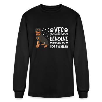 Yes The World Does Revolve Around My Rottweiler - Men's Long Sleeve T-Shirt - black - Front