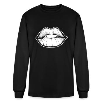 Lips Kissing Mouth Smooch - Men's Long Sleeve T-Shirt - black - Front