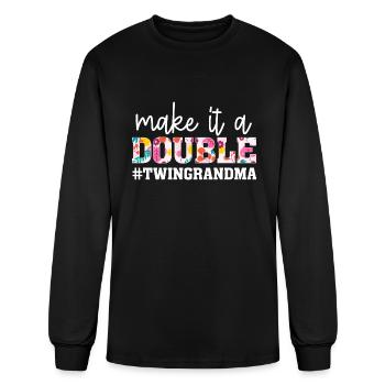 Make It A Double Twin Grandma Of Twins Grandmother - Men's Long Sleeve T-Shirt - black - Front