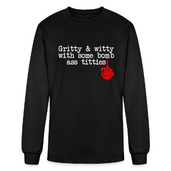 Gritty & Witty avec quelques seins de bombe - T-shirt à manches longues Homme - noir - Devant