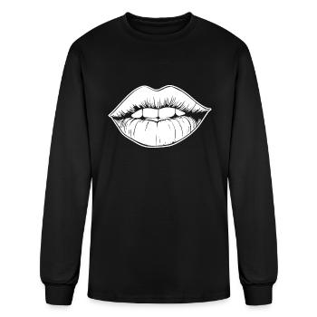 Lips Kissing Mouth Smooch - Men's Long Sleeve T-Shirt - black - Front