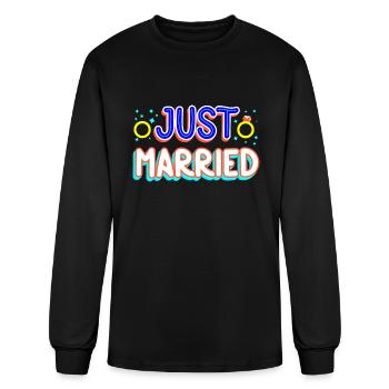 just married - Men's Long Sleeve T-Shirt - black - Front