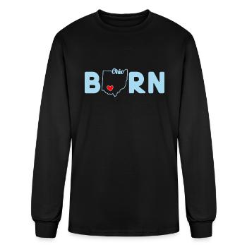 Ohio Born With Outline Of Ohio In The Word Born - Men's Long Sleeve T-Shirt - black - Front