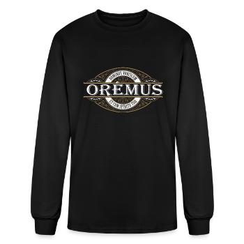Traditional Latin Mass Oremus Dominus Distressed C - Men's Long Sleeve T-Shirt - black - Front