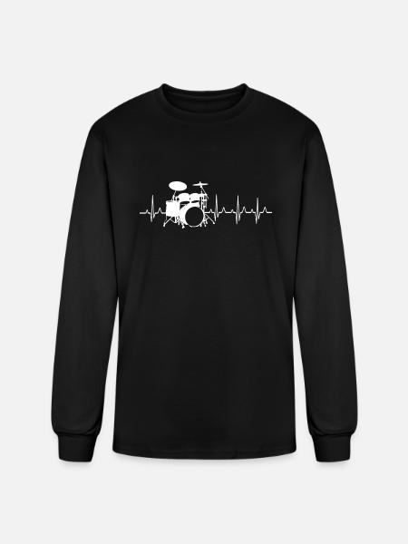 Drummer Heartbeat Ecg Pulse Drums - Men's Long Sleeve T-Shirt - black