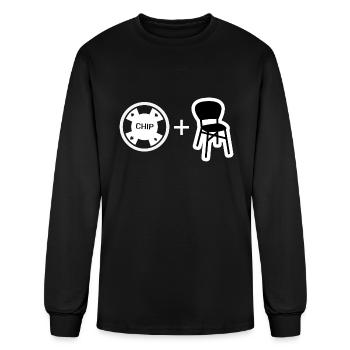 Funny Chip And A Chair Poker Design - Men's Long Sleeve T-Shirt - black - Front