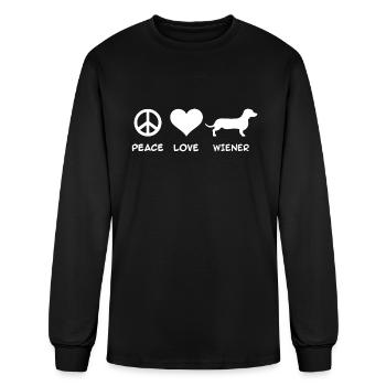 Peace Love Wiener Dachshund - Men's Long Sleeve T-Shirt - black - Front