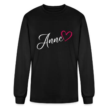 Anne Name Pink Heart - Men's Long Sleeve T-Shirt - black - Front