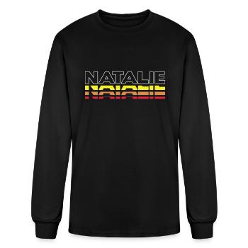 Natalie Prénom Drôle Vintage Coucher de Soleil Natalie - T-shirt à manches longues Homme - noir - Devant