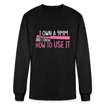 I Own A 9mm And I Know How To Use It Crochet - Men's Long Sleeve T-Shirt - black - Front