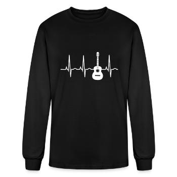 Acoustic Guitar Heartbeat - Guitar Musician - Men's Long Sleeve T-Shirt - black - Front