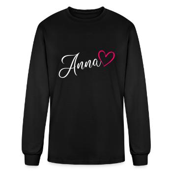 Anna Name Pink Heart - Men's Long Sleeve T-Shirt - black - Front