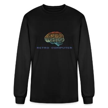 Retro Computer Vintage Colored Brain - Men's Long Sleeve T-Shirt - black - Front