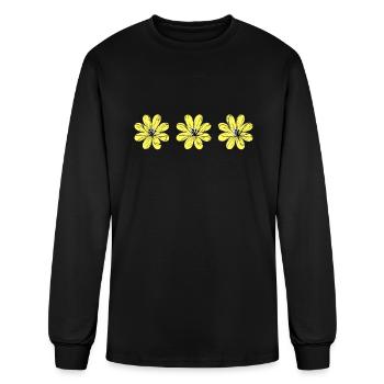Trois fleurs jaunes - T-shirt à manches longues Homme - noir - Devant