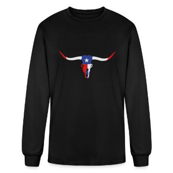 texas longhorn skull (3c) - Men's Long Sleeve T-Shirt - black - Front