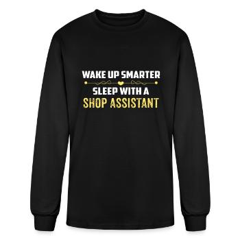 Wake Up Smarter Sleep With A SHOP ASSISTANT - Men's Long Sleeve T-Shirt - black - Front