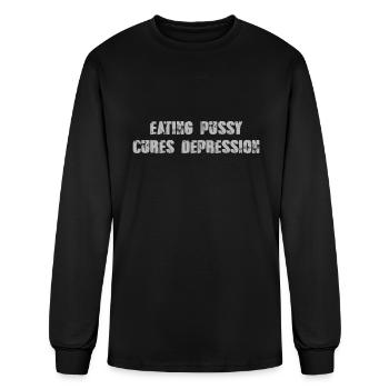Eating pussy cures depression - Men's Long Sleeve T-Shirt - black - Front