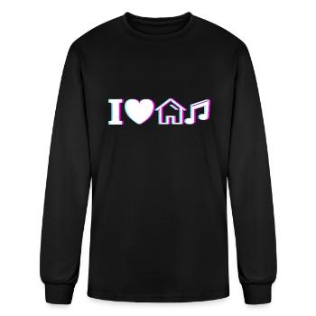 I Love House Music Vaporwave Glitch EDM DJ House - Men's Long Sleeve T-Shirt - black - Front